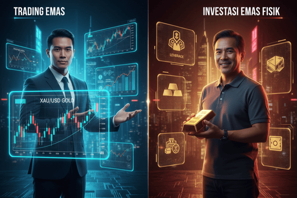 ilustrasi perbedaan trading emas dengan investasi emas fisik - ultima markets